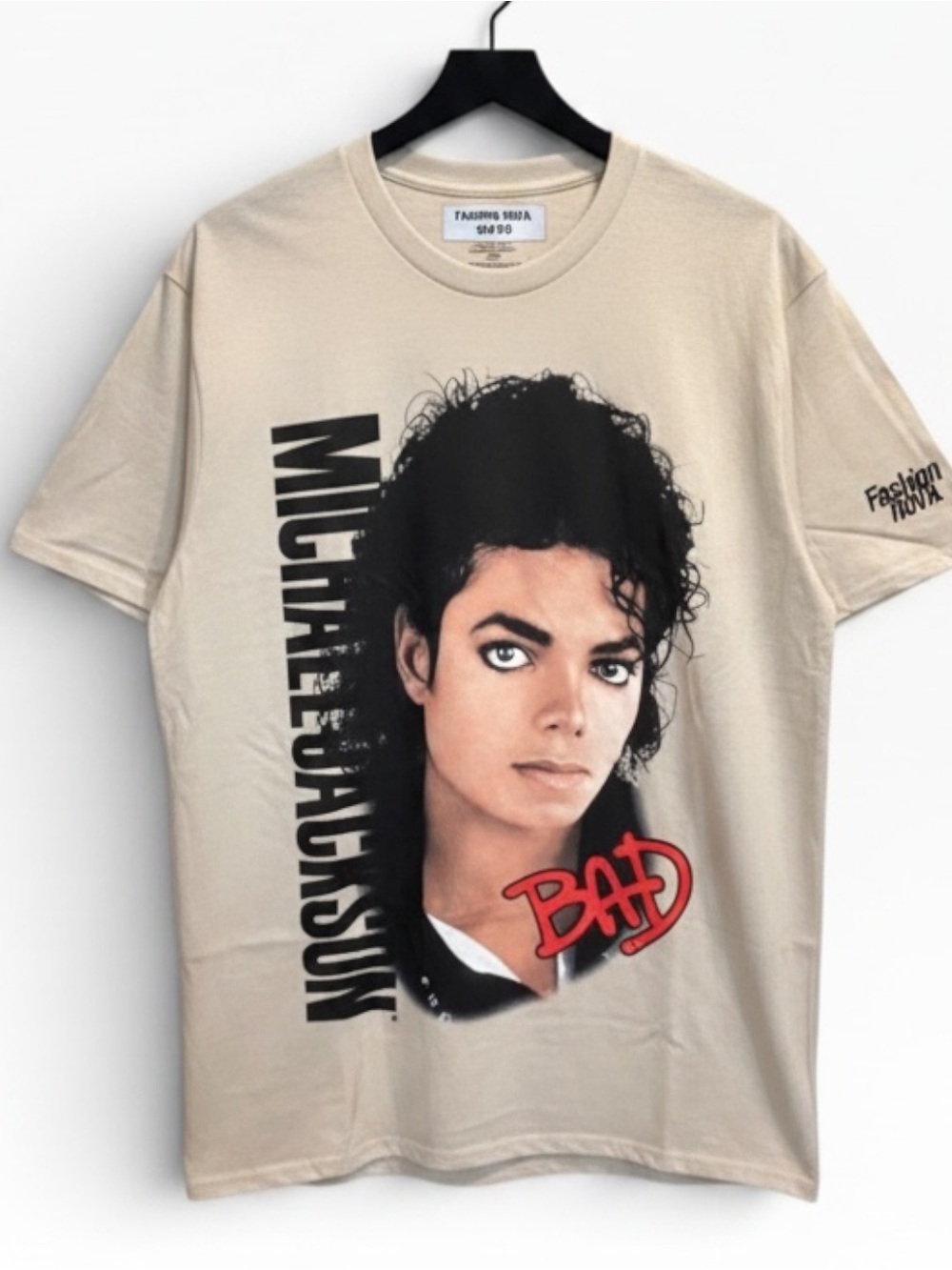 Fashion Nova x Michael Jackson "Bad" Graphic Tee – Cream/Beige, Unisex Size 2X
